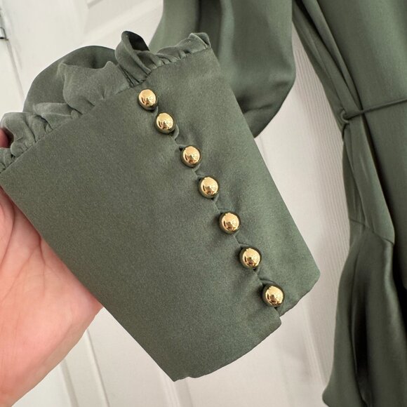 Zimmermann "Espionage" Tiered Satin Dress in Green, size "1" (Small) - Picture 14 of 16